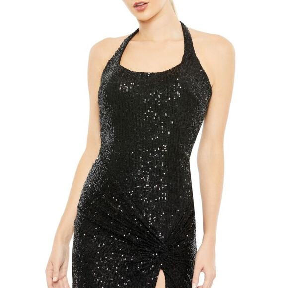 Ieena for Mac Duggal 11279 Slit Halter Neckline Dress SZ 20 - Picture 3 of 3